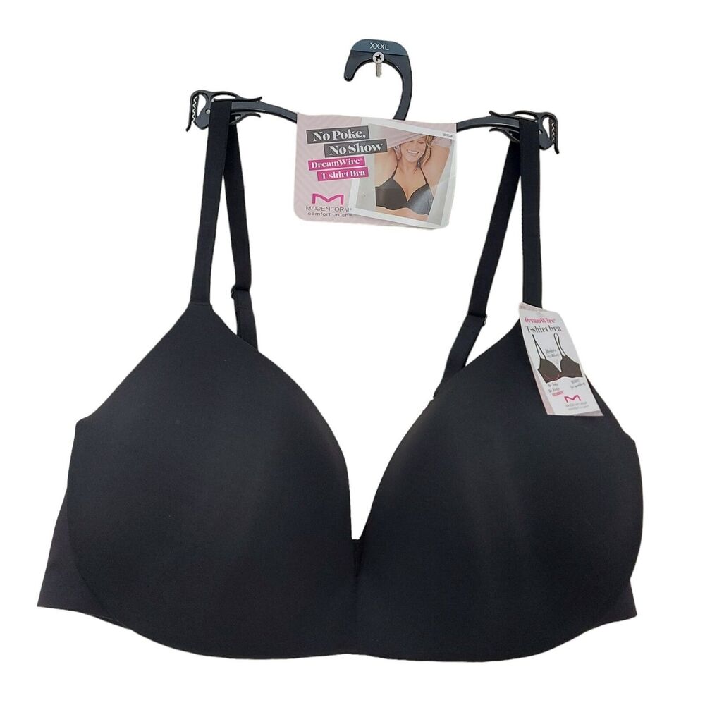 Maidenform Comfort Crush T-Shirt Bra Womens XXXL Black Wired Comfort Lengerie